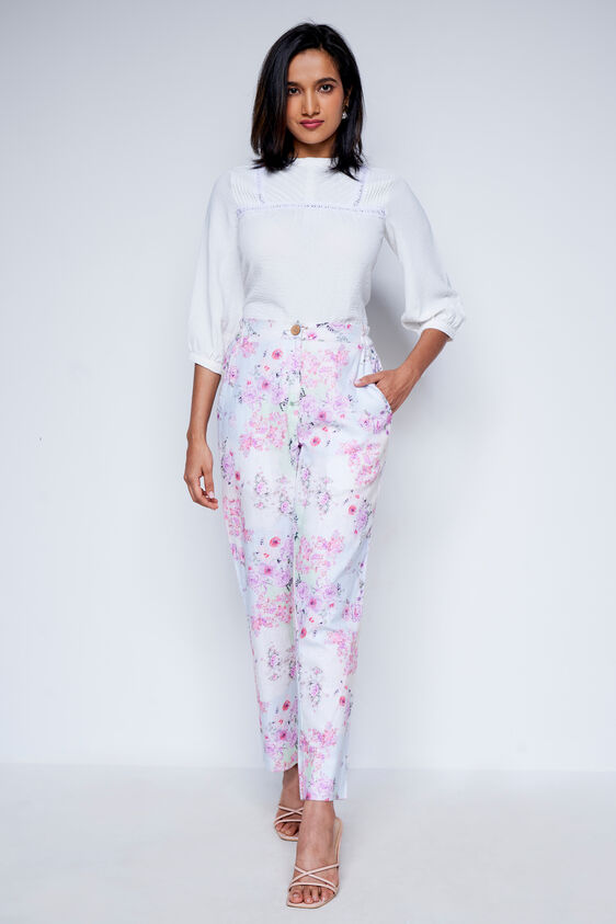 White Solid Straight Top, White, image 2